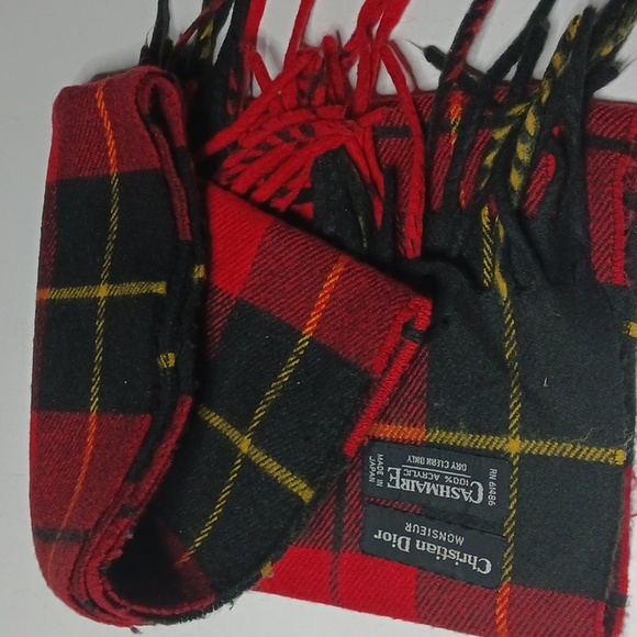 Authentic Christian Dior Monsieur Cashmere Plaid Scarf 100% Cashmere acrylic - Picture 3 of 5